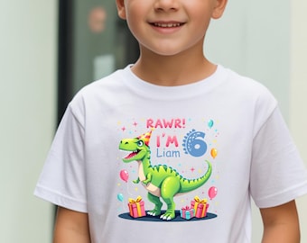 Personalized Dinosaur Birthday Shirt,  Dino Birthday Outfit Boy, Custom Name Birthday Pullover Kids Birthday  Dinosaur Party Sweatshirt