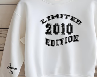 Personalized Limited Edition kids sweatshirt Birthday custom name age pullover teen birhtday gift