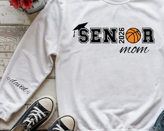 Personalized Senior 2026 Mom Sweatshirt Senior Dad Grandpa Grandma Shirt Custom Graduation Family Pullover Name Sleeve Class Of 2026