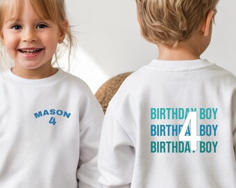 Personalized Birthday Boy Sweatshirt  Name Age Shirt, Custom Kids Pullover, Boy Birthday Tee, Birthday Outfit Boy, Toddler Birthday Shirt