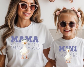 Matching Family  Sweathirts Mama Nana Mini Dada, Goose Bunny Shirt Set, Personalized Family Shirts, Mom Dad Kid Matching Outfit,