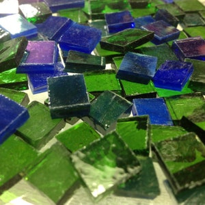 100 EMERALD & SAPPHIRE Small Piece Mix Stained Glass i-8 image 1