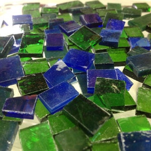 100 EMERALD & SAPPHIRE Small Piece Mix Stained Glass i-8 image 3