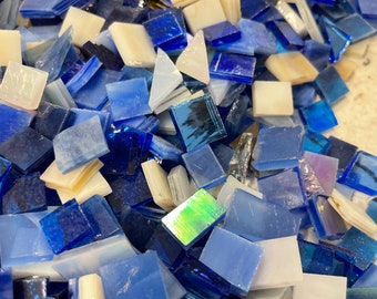 ICY PRETTY BLUES Stained Glass Mosaic Tiles i-8