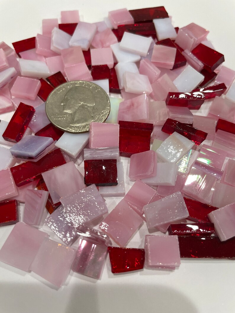 75 Pc Rosie Posey Pinky Pink Glass Mosaic Mix M7 image 2