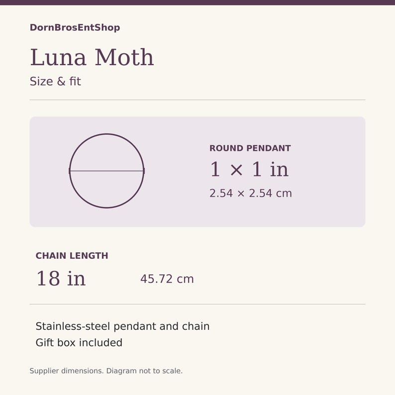 Luna Moth och halvmånehalsband, lila botaniskt rostfritt stålhänge bild 4