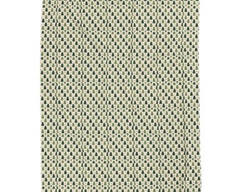 Sage Winter Pines Plush Blanket, Geometric Evergreen Forest Cozy Throw, 50 x 60 Inch