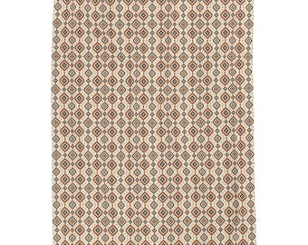 Copper Nordic Diamond Plush Blanket, Cream Geometric Medallion Cozy Throw, 50 x 60 Inch