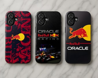 Red Bull Racing Phone Case Formula 1 Logo Cover for iPhone 17Pro, 16, 15, 14, 13, 12, 11, Samsung S25, S24, S23, A16, A35, A55, Pixel 10, 9