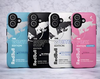 Red Bull Phone Case Energy Drink Cover for iPhone 17Pro, 16, 15, 14, 13, 12, 11, Samsung S26, S25, S24, S23, A16, A35, A55, Pixel 10, 9, 8