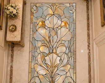 Tiffany Stained Glass Pattern Carpet, Elegant Floral Victorian Floor Mat, Luxury Vintage Living Room Rug up to 110"