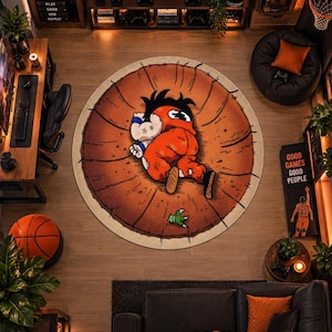Yamcha Crater Round Rug – Dragon Ball Z Meme Floor Mat for Gamer Room Decor