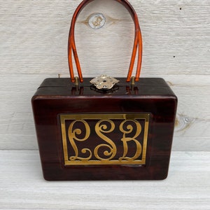 Wilardy Original Purse Lucite Purse Vintage Handbags For Women, Faux Tortoise Box Purse 1950s Mod Bags, Vintage Bags and Purses