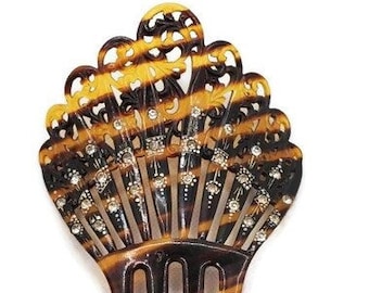 1920s Hair Comb Wedding Hair Accessories Vintage Hand Painted Rhinestone Hair Combs Victorian Carved Bridal Hair Combs
