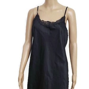 Victoria Secret Nightgown, Women&#39;s Satin Nightgown, Vintage Nightgowns, Size Large, Black Victoria&#39;s Secrets Sleeveless Nightgowns