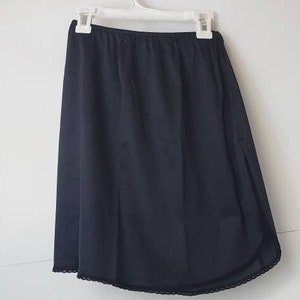 Half Slip- Black Half Slip Made By Vassarette Shorter Silk Nylon Lace Half Slip Skirts Womens Size Small half slips -Half slip women