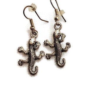 Gecko Dangle Earrings, Vintage Earrings Unique Fun Earrings For Women, Teens, Girls, Drop Earrings, Rainforest Jewelry, Gifts