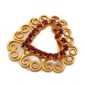 Heart Brooch, Heart Pin, Vintage, Rhinestone Brooch, Red, Garnet Crystals, Heart Jewelry, Valentines Day Jewelry, Heart, cadeaux