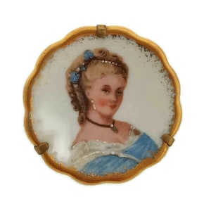 Limoges Brooch Antique Victorian Jewelry, Romantic Fragonard Porcelain Brooch, Antique Cameo Jewelry, Vintage Jewellery