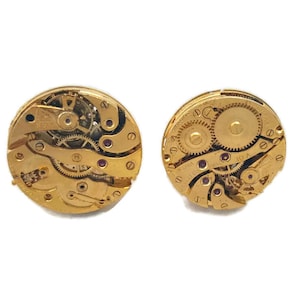 Manschettenknöpfe Vintage Gold Bulova Rubies Herren Steampunk Hochzeit Bräutigam Manschettenknöpfe, Einzigartige Manschettenknöpfe Vintage Manschettenknöpfe Geschenke für Männer