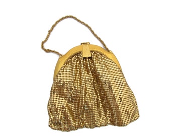 1980s Handbag Whiting and Davis Designer Gold Mesh Handbag, 1980s Designer ...