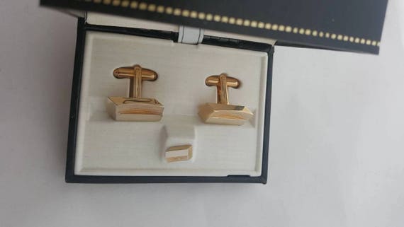 Cufflinks Vintage Fifth Avenue Shields Tie Set Go… - image 5
