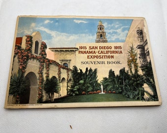 Copyright 1914, 1915 San Diego Panama California Exposition Souvenir Book Travel Guide California , Vintage Booklet, Colored Illustrations