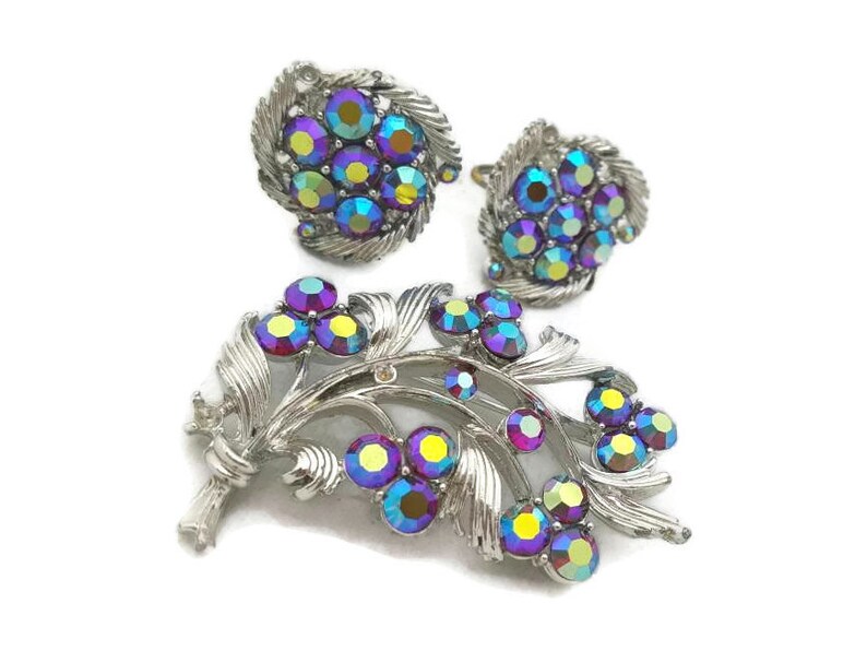 Lisner Strass smyckeset, Lisner, Lila Strass, Brosch, Örhängen, Kristallsmycken, För Bröllop, Bukettsmycken, Bukettsmycken bild 8