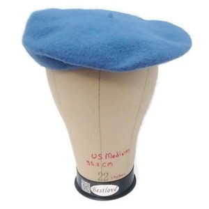 French Beret Hat For Women Vintage Blue Wool Beret Hat For Winter image 3