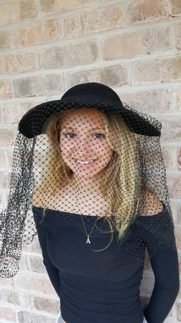 large brim black wedding hats