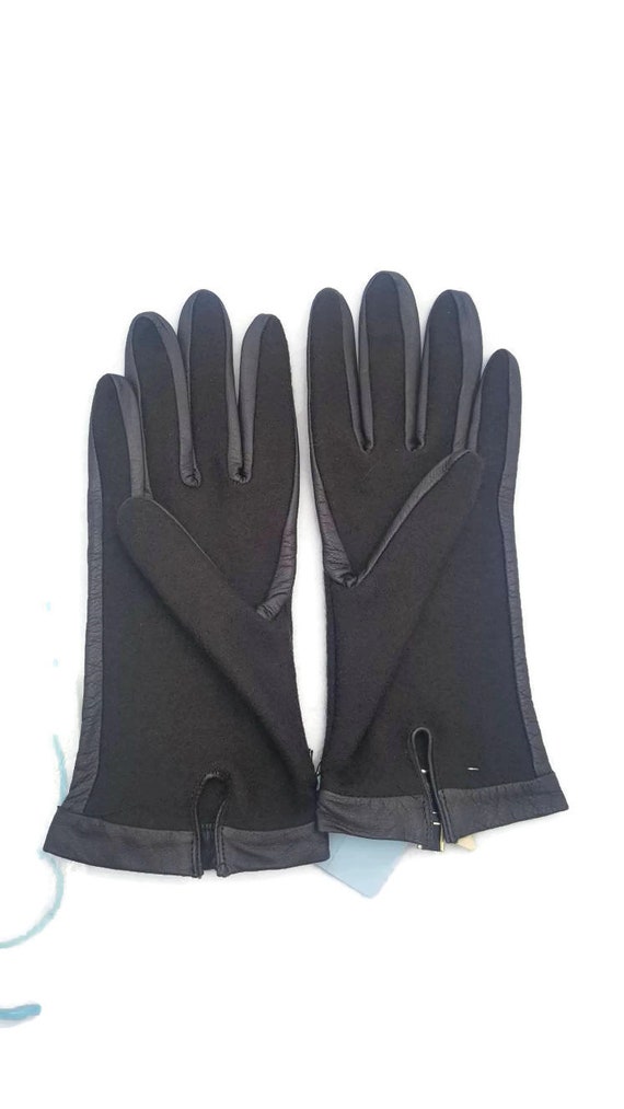 Gloves Wool with Leather Trim Van Raalte Vintage … - image 5