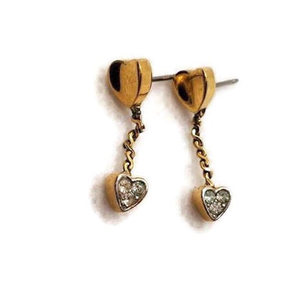 Minimalist Earrings Vintage Dangle Heart Earrings HIRSCH & OPPENHEIMER Lightweight Gold Small Dainty Earrings For Women