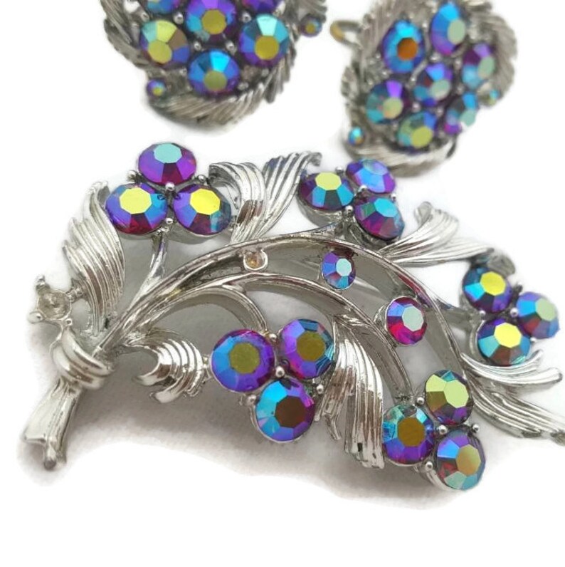 Lisner Strass smyckeset, Lisner, Lila Strass, Brosch, Örhängen, Kristallsmycken, För Bröllop, Bukettsmycken, Bukettsmycken bild 5