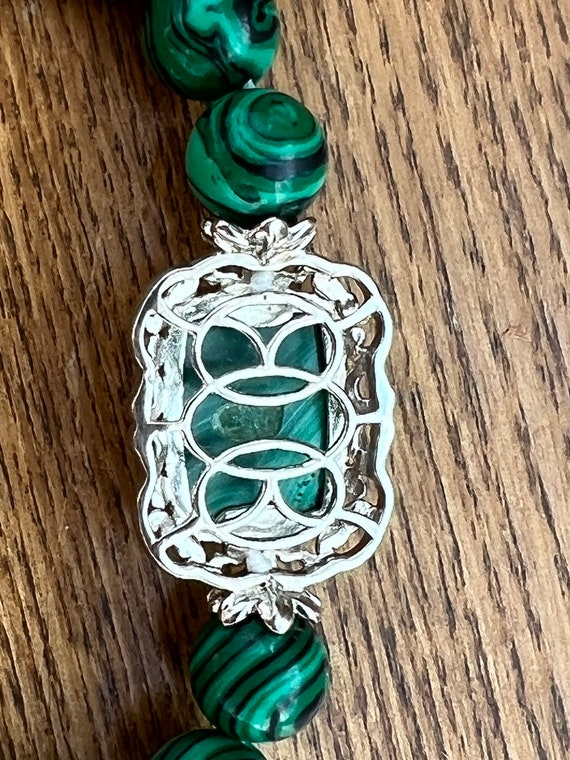 Antique Faux Malachite Bracelet with Magnetic Cla… - image 7