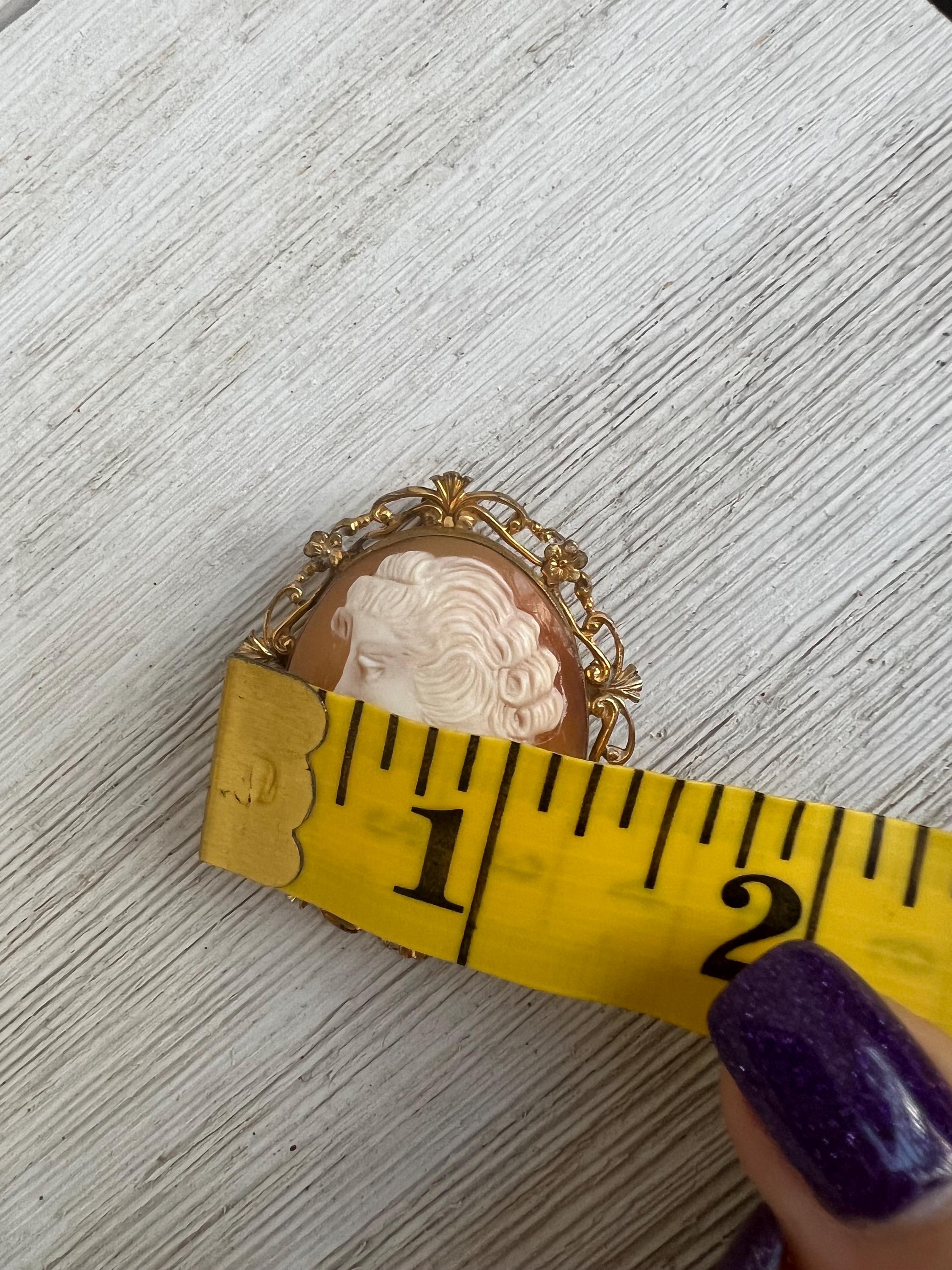 Antique Cameo Pendant Brooch Left Facing, 1800s Jewelry, Shell