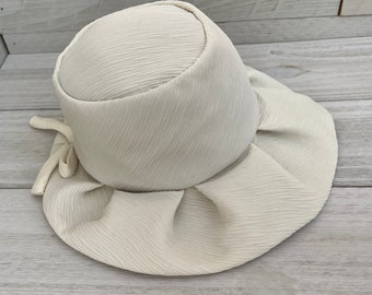Vintage Hat Off White Wide Floppy Brimmed Hat For Woman or Girls, Tea Party Hats, Downton Abbey Style Hats