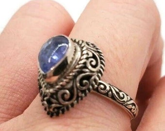 Ring Tanzanite Sterling Silver Vintage Jewelry, Size 10 Ring Vintage Rings
