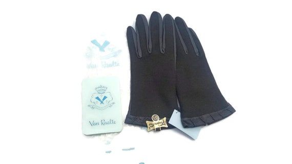 Gloves Wool with Leather Trim Van Raalte Vintage … - image 10