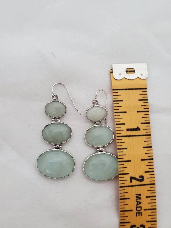 Jadeite Earrings, Sterling Silver Long Dangle Ear… - image 7
