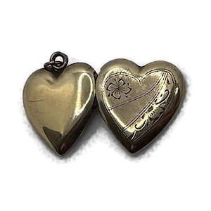 Antique Locket Gold Over Sterling Two Picture Locket with Pictures, 1900s Jewelry, Rose Gold Photo Locket