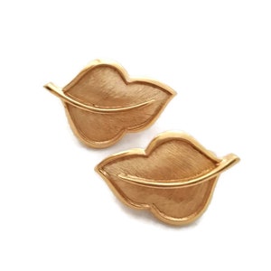 Gold Trifari Leaf Earrings Clip On Crown Trifari Vintage Earrings For Women