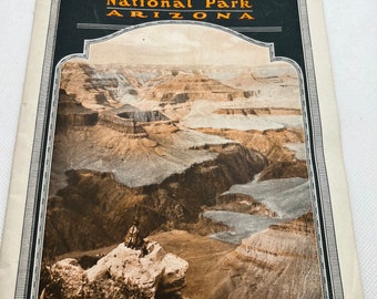 RARE Grand Canyon National Park Arizona, Charles F Lummis Photographs, Railroad National Park Series, Vintage Brochure, Map, Illustrations