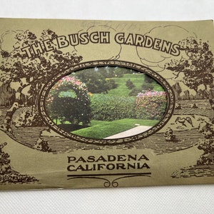1915 The Busch Gardens Pasadena Kalifornien Fotobuch, Postkartenbuch, 16 Fotos, Souvenir Buch Reiseführer, Vintage farbige Illustrationen