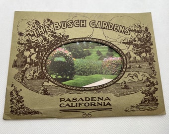 1915 The Busch Gardens Pasadena California Photo Book, Postcard Book, 16 photos, Souvenir Book Travel Guide , Vintage Colored Illustrations