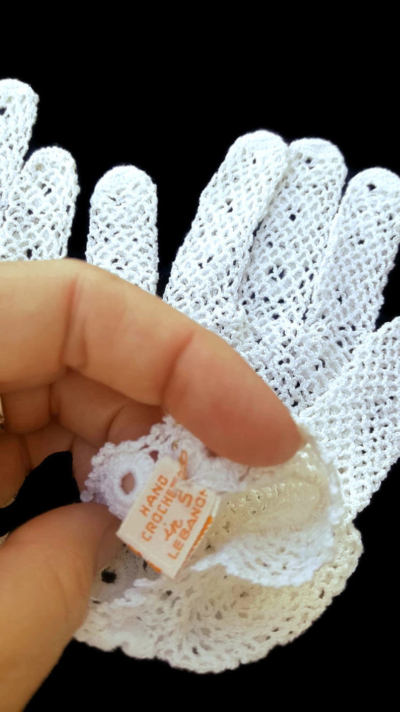 Antique Hand Crocheted Gloves Victorian White Gloves, Wedding Gloves, Edwardian Gloves, Bridal Gloves, For Women, Gatsby Wedding image 6