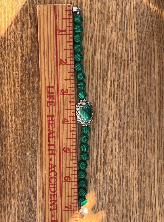 Antique Faux Malachite Bracelet with Magnetic Cla… - image 4