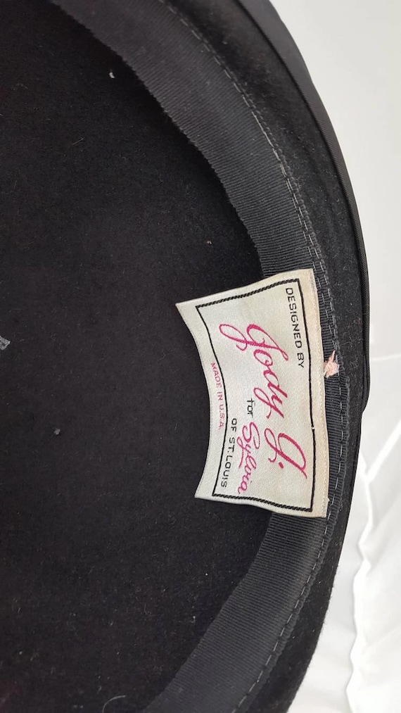 Sylvia of St Louis Red Felt Western Statement Hat Black Trim Vintage Fabulous Vintage Pinned Jody g/Sylvia Of St Louis Magenta  main image 3