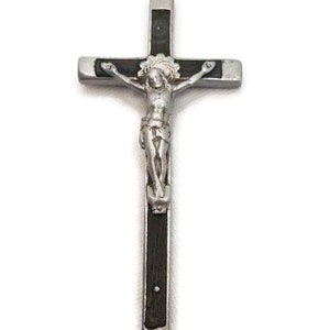 Antique Crucifix, French Crucifix, Silver and Wood Pectoral Crucifix Pendant for Clergy, 5.5 Crucifix Clergy Crucifix Religious art Vintage