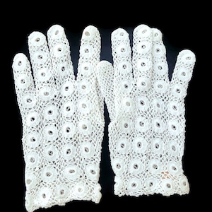 Antique Hand Crocheted Gloves Victorian White Gloves, Wedding Gloves, Edwardian Gloves, Bridal Gloves, For Women, Gatsby Wedding image 1