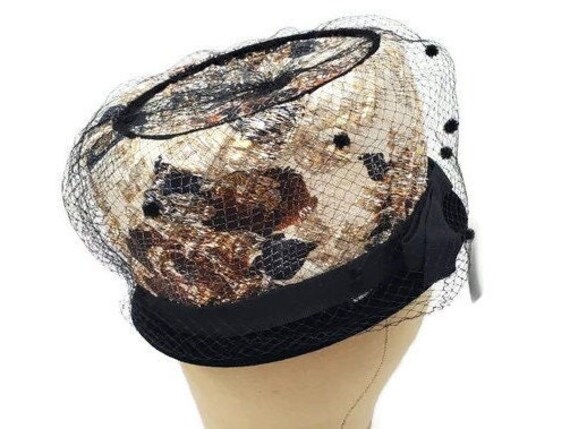 Cloche Hat With Veil Vintage Hats Women Metallic … - image 2